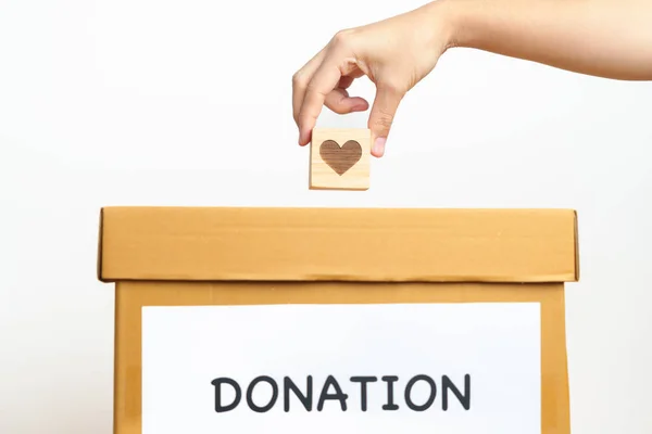 Donación Órganos Caridad Voluntariado Donación Concepto Sangre Mano Sosteniendo Corazón — Foto de Stock