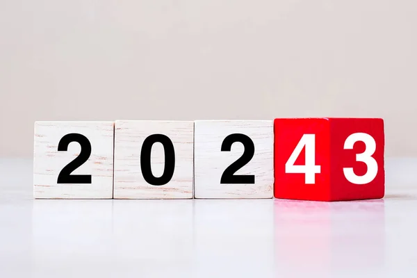 stock image block 2023 to 2024 text on table. Resolution, strategy, plan, goal, motivation, reboot, business and New Year holiday concepts