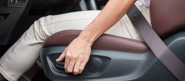 Hand Adjust Car Seat Drive Road Ergonomic Safety Transportation Concept — 图库照片