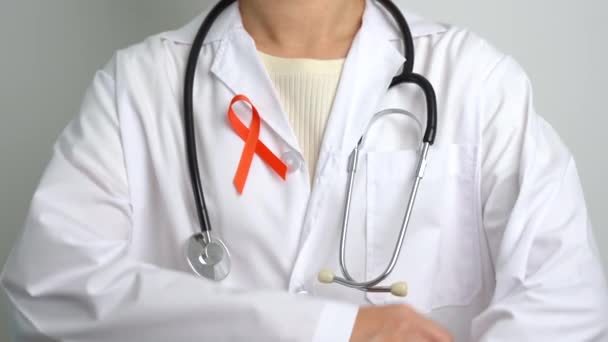Ruban Orange Pour Leucémie Journée Cancer Rein Monde Sclérose Plaques — Video