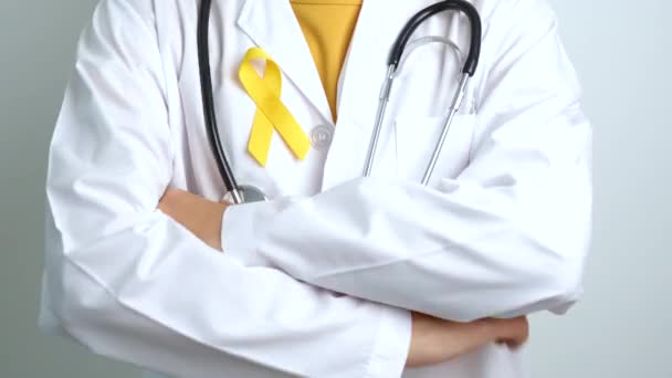 Yellow September Suicide Prevention Day Childhood Sarcoma Bone Bladder Cancer — Stok video
