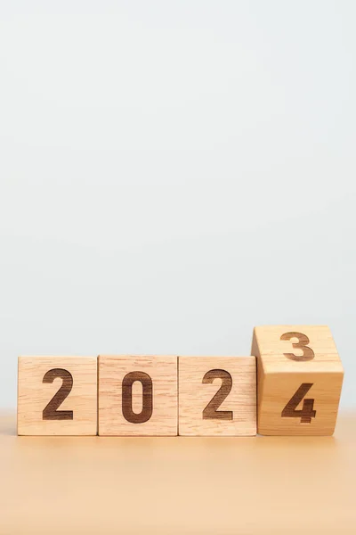 2023 Änderung 2024 Jahr Block Auf Dem Tisch Ziel Vorsatz Stockbild