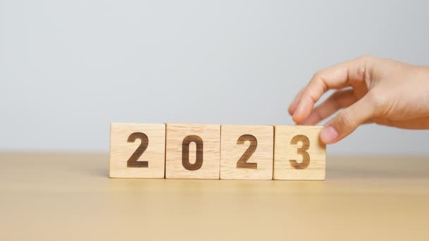 2023 Zmiana 2024 Rok Bloku Stole Cel Rozdzielczość Strategia Plan — Wideo stockowe