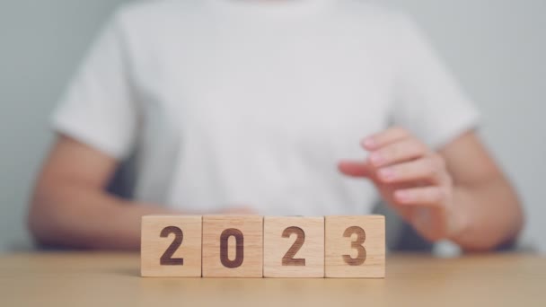 2023 Zmiana 2024 Rok Bloku Stole Cel Rozdzielczość Strategia Plan — Wideo stockowe