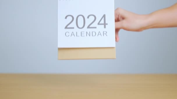 2024 Rok Kalendarz Tle Tabeli Szczęśliwego Nowego Roku Rozdzielczość Cele — Wideo stockowe