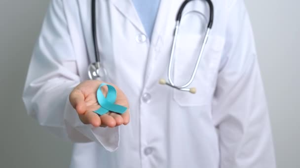 Blue November Prostate Cancer Awareness Month Doctor Blue Ribbon Hospital — Stock Video