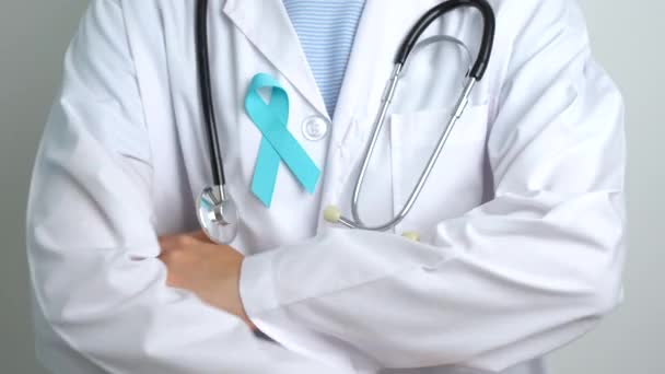 Blue November Prostate Cancer Awareness Month Medico Con Nastro Blu — Video Stock
