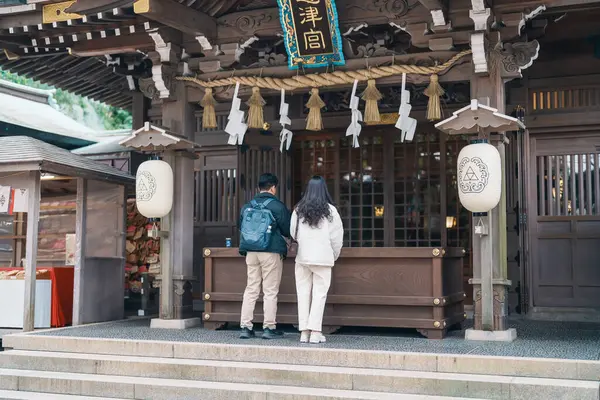 Turista Visitar Isla Enoshima Fujisawa Kanagawa Japón Viajero Turismo Santuario — Foto de Stock