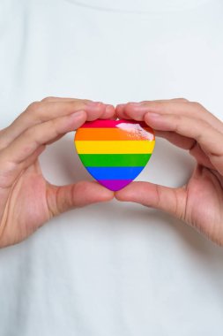 LGBT pride month concept or LGBTQ+ or LGBTQIA+ with rainbow heart shape for Lesbian, Gay, Bisexual, Transgender, Queer, Intersex, Asexual, Agender, Non Binary, Two Spirit, Pansexual and Demisexual clipart
