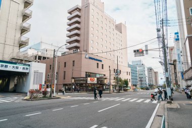 Matsumoto şehrinin şehir manzarası. Nagano Bölgesi, Japonya, 12 Kasım 2023