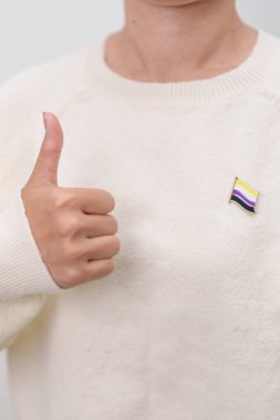 Uluslararası İkili Olmayan İnsanlar Temmuz Günü ve Mutlu Gururlu Haziran ayı ve LGBTQIA 'nın LGBTQ, Evlilik Eşitliği Yasası, Panseksüel, Demiseksüel ve transseksüel bayrak broşu 