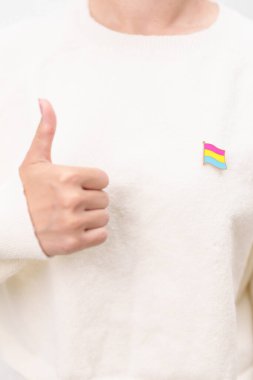 Panseksüel Görüş Günü ve Panromantik Mayıs Farkındalık Günü ve LGBT gurur ayı konsepti. Lezbiyen, Gey, Biseksüel, Transseksüel ve Evlilik Eşitliği için pembe, sarı ve mavi kalp şeklinde el ele tutuşuyoruz. 