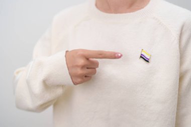 Uluslararası İkili Olmayan İnsanlar Temmuz Günü ve Mutlu Gururlu Haziran ayı ve LGBTQIA 'nın LGBTQ, Evlilik Eşitliği Yasası, Panseksüel, Demiseksüel ve transseksüel bayrak broşu 