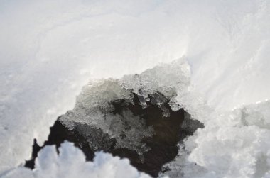 Unique Pattern of the Frozen River Running Through a Park