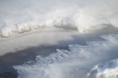 Unique Pattern of the Frozen River Running Through a Park