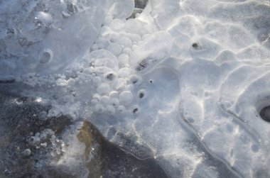 Unique Pattern of the Frozen River Running Through a Park