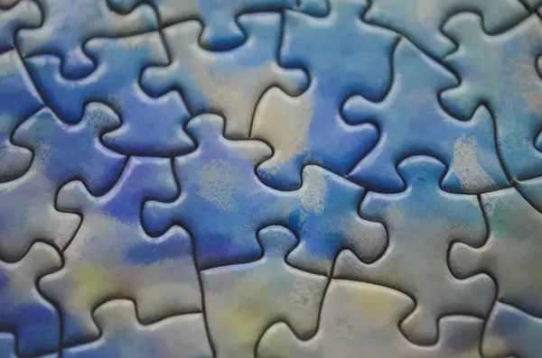 Selective Focus Pieces Puzzle Jigsaw Puzzle Background — Stock Photo, Image