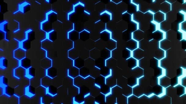Hatszögletű Fal Absztrakt Technológiai Crypto Valuta Háttér Készült Fekete Hatszögek — Stock videók