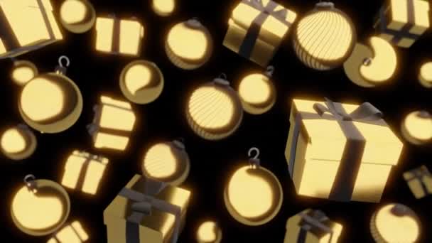 Cadeau Noël Doré Décorations Avec Fond Lumineux Tournant Plein Air — Video