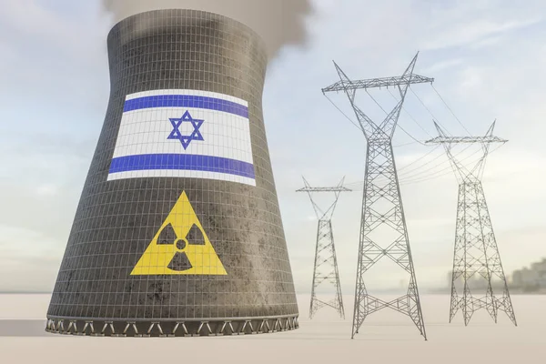 Nuclear in Israel for concept design. Ecology concept. Renewable energy. Green power production. Green home. Energy war.. 3D Rendering.