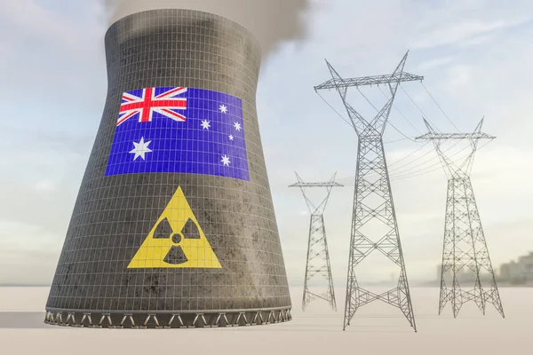 Nuclear in New Zealand for concept design. Ecology concept. Renewable energy. Green power production. Green home. Energy war.. 3D Rendering.