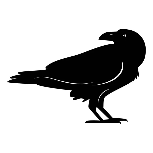 Illustration of a black raven on a white background