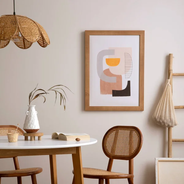 테이블 포스터와 액세서리가 식당의 창의적 포스터를 말이야 템플릿 — 스톡 사진