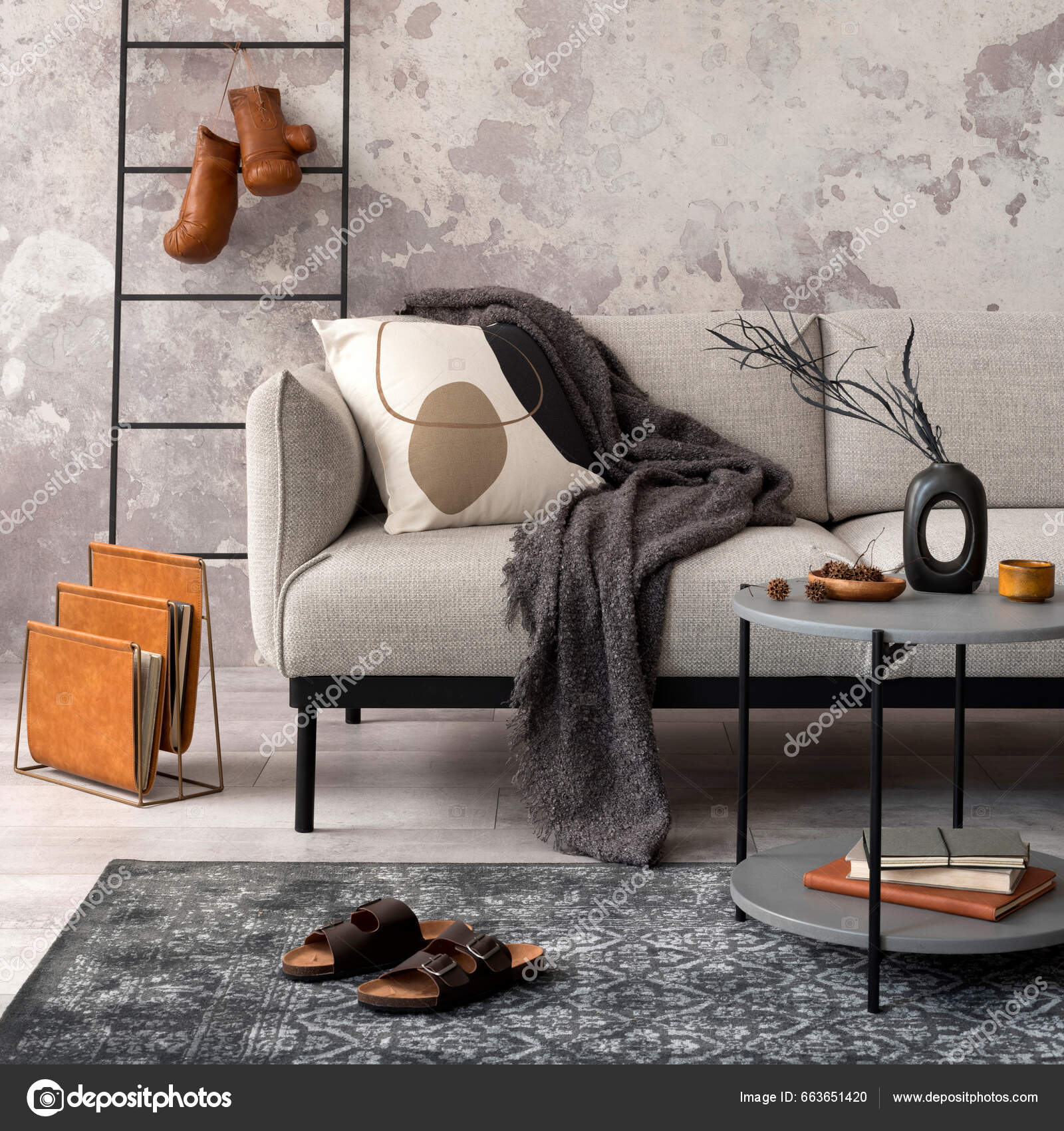 Exquisite Modern Composition Living Room Interior Design Grey