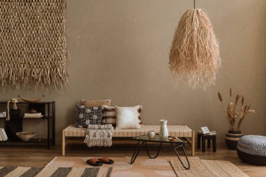 Modern oturma odasının şık renklerinde.