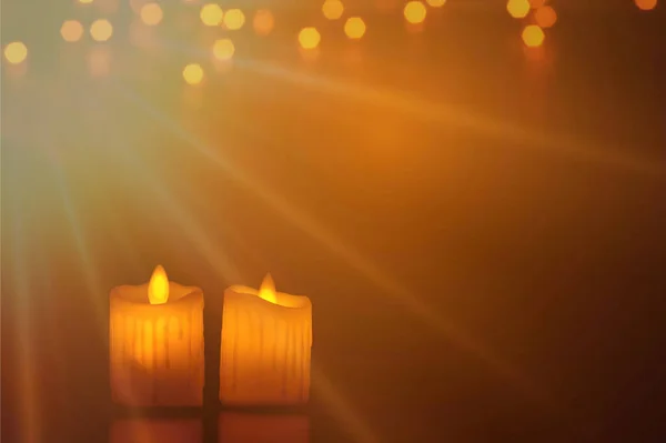 Cierre Luz Vela Adviento Navidad Llama Sobre Fondo Negro —  Fotos de Stock