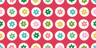 Christmas star background pattern border. Festive vector seamless repeat banner of hand drawn stars. Design element illustration. Bright and merry Xmas geometric resource. clipart