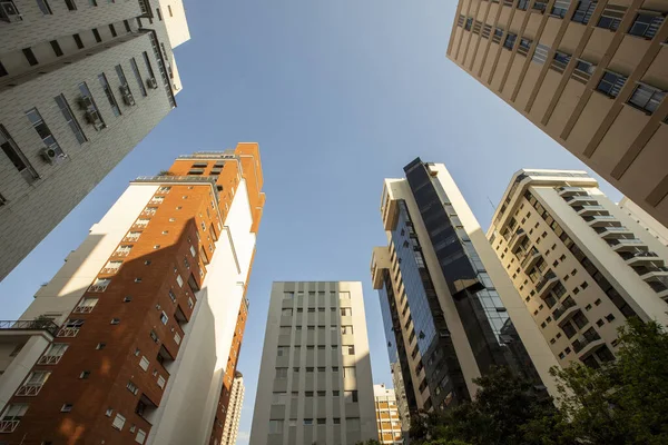 Fachada Edificio Apartamentos Sao Paulo Brasil Alta Densidad Población Vista — Foto de Stock