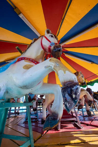 Carrousel Een Pretpark Met Veelkleurige Tent Het Platteland Van Brazilië — Stockfoto