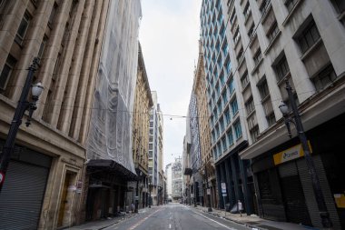 Sao Paulo, Brazil - Dec 25, 2022.Boa Vista street, downtown Sao Paulo empty during public holiday, Brazil