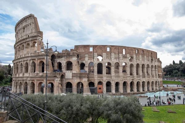 Außenansicht Des Antiken Römischen Colloseums Oder Flavianischen Amphitheaters Rom Italien — Stockfoto