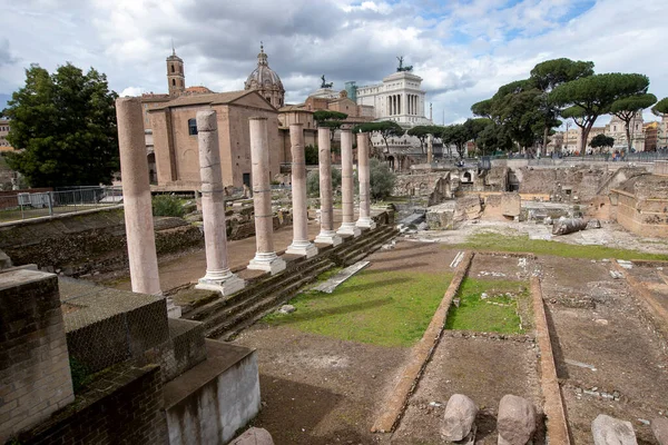Forum Romanum Verhoogd Panoramisch Uitzicht Met Oude Ruïnes Unesco Werelderfgoed — Stockfoto