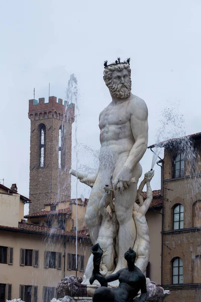 Fântâna Lui Neptun Află Florența Italia Piazza Della Signoria Fost — Fotografie, imagine de stoc