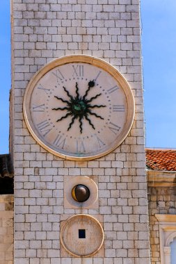 Sponza Sarayı Saat Kulesi. Dubrovnik eski kenti, Hırvatistan