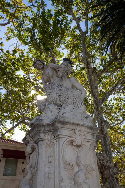 Estatuas Dubravka Satyr Ninfa Plaza Pila Dubrovnik Croacia — Foto de Stock