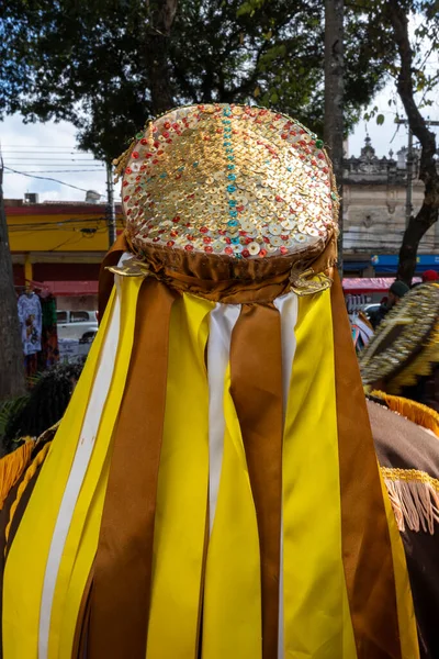 Décoration Multicolore Sur Chapeau Les Rubans Dans Manifestation Folklorique Traditionnelle — Photo