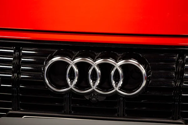 Sao Paulo Brasilien Juli 2023 Nahaufnahme Des Audi Markenlogos Auf — Stockfoto