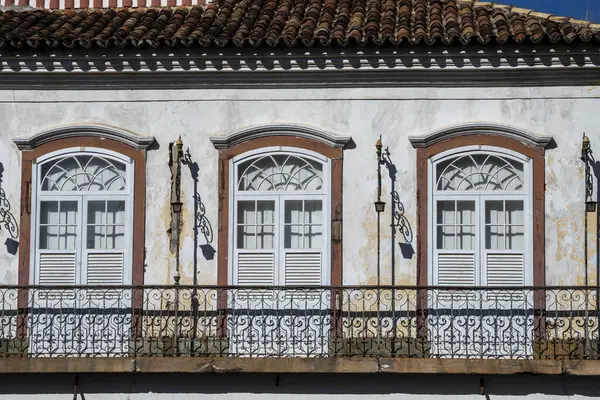 Houses and characteristic architecture in the historic Sao Joao del-Rei, colonial city on Minas Gerais state, Brazil