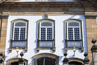 Sao Joao Del Rei, Minas Gerais, Brezilya 'nın tarihi kentinde bulunan Our Lady of the Pillar Bazilikası Katedral cephesi.