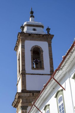 Sao Joao Del Rei, Minas Gerais, Brezilya 'nın tarihi kentinde bulunan Our Lady of the Pillar Bazilikası Katedral cephesi.