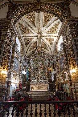 Sao Joao Del Rey - 13 Temmuz 2023: Katedral Bazilikası Nossa do Pilar 'ın (Our Lady of the Pillar Katedral Bazilikası) sömürge zamanlarından kalma altın yapraklarla kaplanmış hali - Sao Joao Del Rei, Minas Gerais, Brezilya