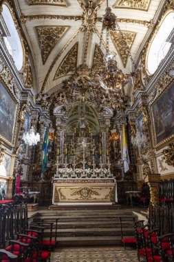 Sao Joao Del Rey - 13 Temmuz 2023: Katedral Bazilikası Nossa do Pilar 'ın (Our Lady of the Pillar Katedral Bazilikası) sömürge zamanlarından kalma altın yapraklarla kaplanmış hali - Sao Joao Del Rei, Minas Gerais, Brezilya