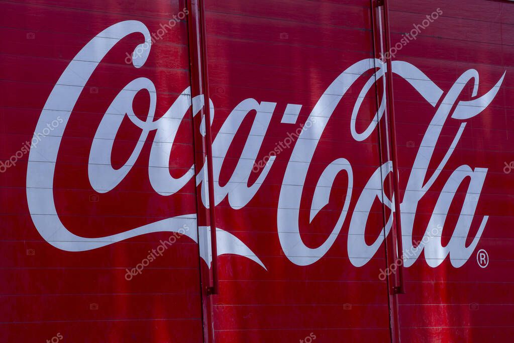 Sao Paulo, Brazi -  - Jan04,, 2023: Coca-Cola logo on side of delivery truck day exterior