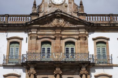 UNESCO Dünya Mirası Şehri Ouro Preto, Minas Gerais, Brezilya 'daki Güvensizlik Müzesi veya Tiradentes Meydanı İhanet Müzesi' nin ön yüzü