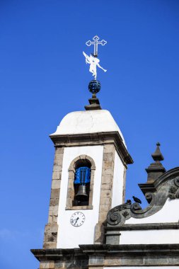 Brezilya 'nın Minas Gerais eyaletindeki Kongonhas şehrindeki Bom Jesus de Matosinhos Kilisesi' nden Aleijadinho Barok mimarisinin ayrıntıları. Tarihi ve dini turistik bir yer..