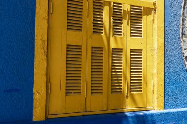 Caminito caddesindeki renkli binanın ayrıntıları La Boca, Buenos Aires, Arjantin 'de Caminito Tango' nun doğduğu liman bölgesiydi..